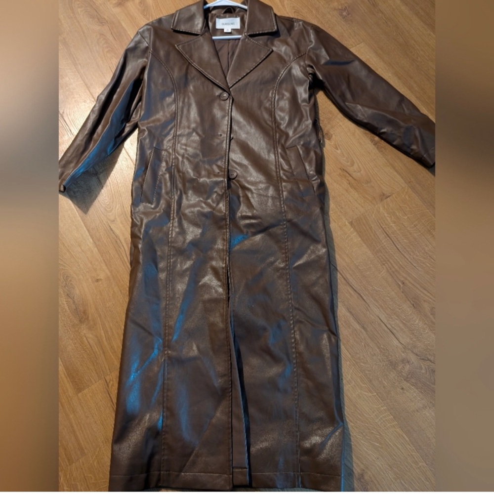 EUC Glassons Faux Leather Trench Coat